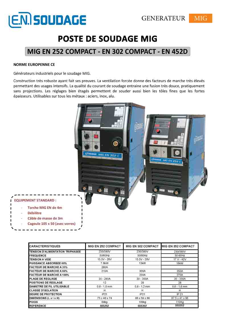 MIG EN 252 COMPACT - EN 302 COMPACT - EN 452D